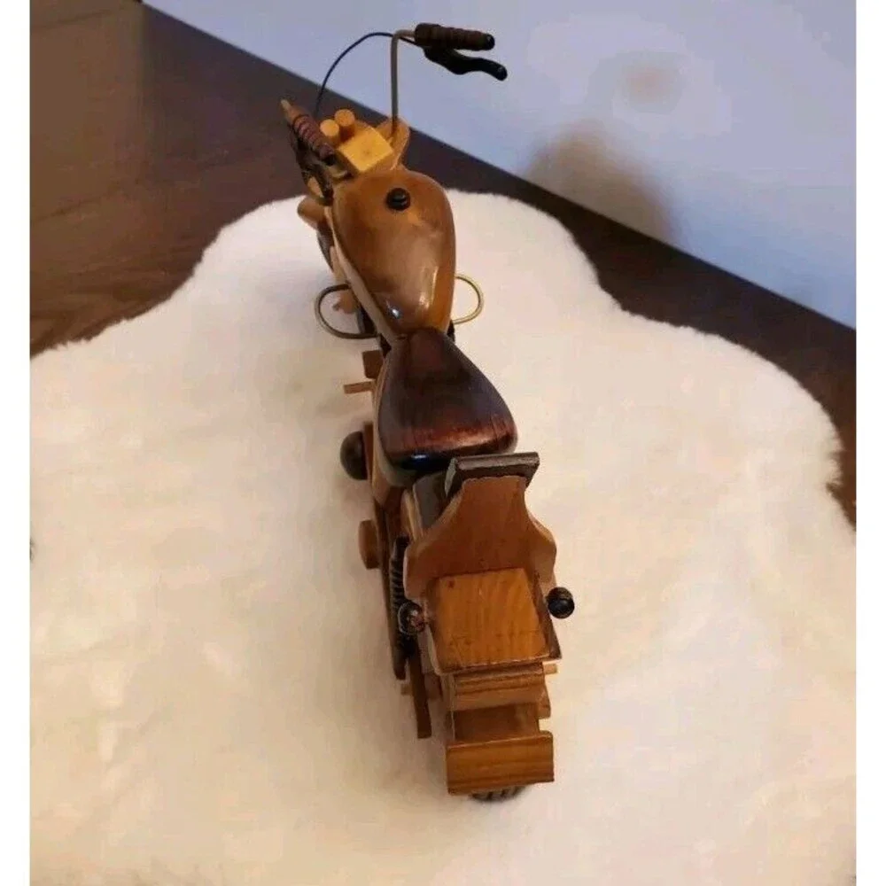 Vintage Bike Motorcycle HARLEY DAVIDSON Wooden Toy Car HOMEMADE Collectors‎ Item